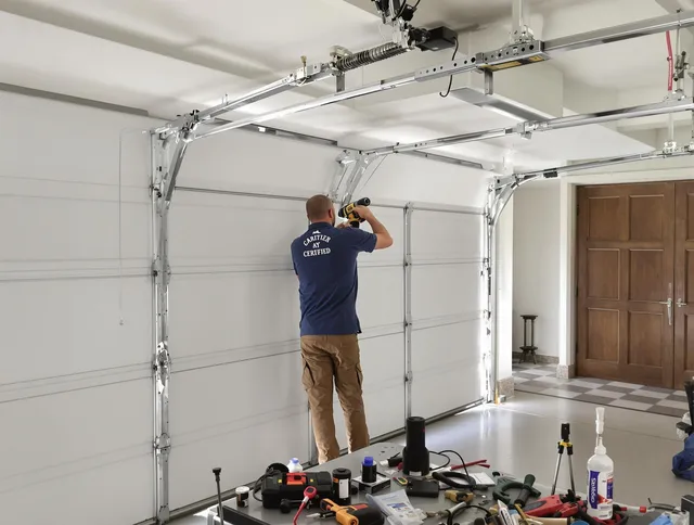 Mansfield Garage Door Repair certified technician performing precision garage door repair in Mansfield