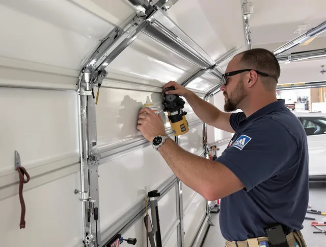 Mansfield Garage Door Repair technician quieting a noisy garage door in Mansfield